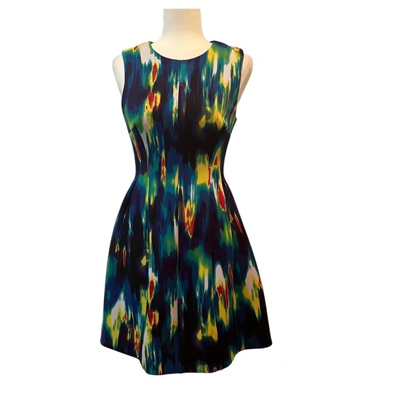 Calvin Klein Multicolored Sleeveless Fit & Flare Swing Dress Twirl Dress Sz 4 - Picture 1 of 7